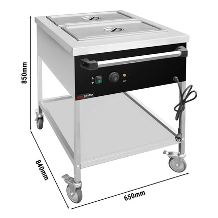 GGM Gastro Mobile Bain Marie - 2x GN 1/1 - 100mm deep - Wet Heat - 1,95 kW - with Drain Tap