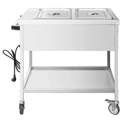 GGM Gastro Mobile Bain Marie - 2x GN 1/1 - 100mm deep - Wet Heat - 1,95 kW - with Drain Tap
