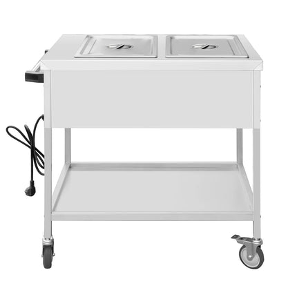 GGM Gastro Mobile Bain Marie - 2x GN 1/1 - 150mm deep - 1,95 kW - individually controlled wells - with Drain Tap