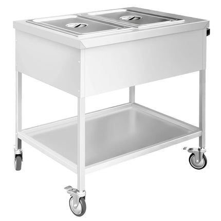GGM Gastro Mobile Bain Marie - 2x GN 1/1 - 150mm deep - 1,95 kW - individually controlled wells - with Drain Tap