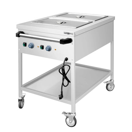 GGM Gastro Mobile Bain Marie - 2x GN 1/1 - 150mm deep - 1,95 kW - individually controlled wells - with Drain Tap