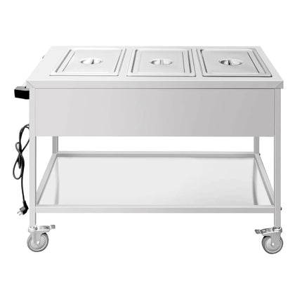 GGM Gastro Mobile Bain Marie - 3x GN 1/1 - 150mm deep - 1,95 kW - Wet Heat - with Drain Tap