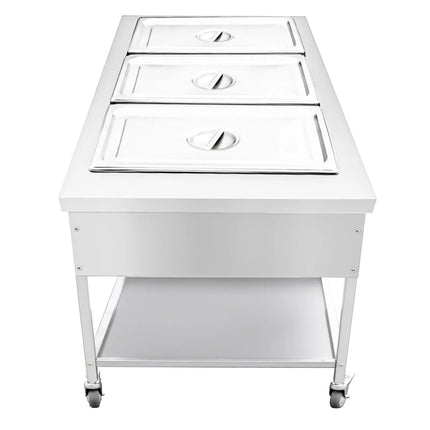 GGM Gastro Mobile Bain Marie - 3x GN 1/1 - 150mm deep - 1,95 kW - Wet Heat - with Drain Tap