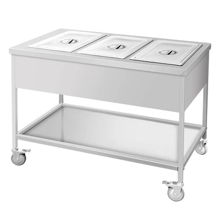 GGM Gastro Mobile Bain Marie - 3x GN 1/1 - 150mm deep - Wet Heat - 3 kW - individually controlled wells - with Drain Tap