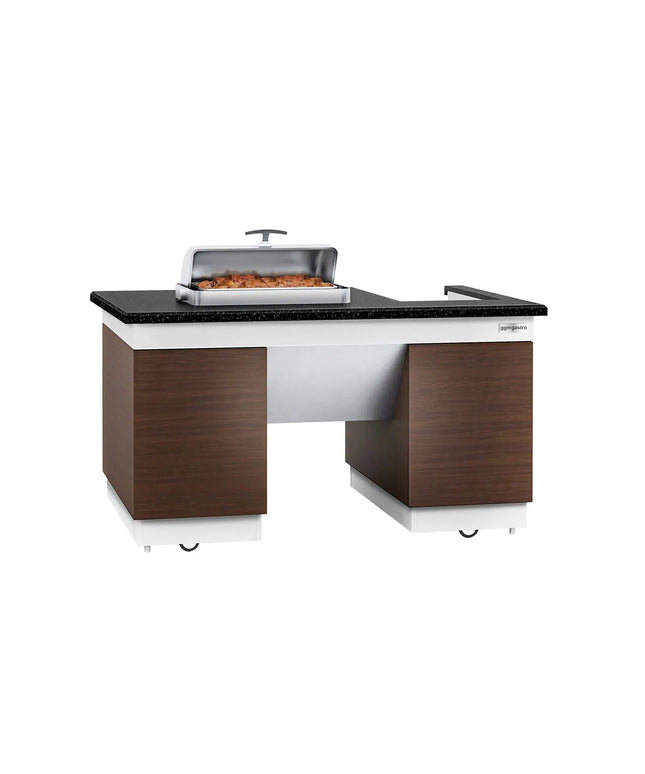 GGM Gastro Mobile Buffet Service & Prep Station DUBLIN – 1600 × 1000 mm – Black Granite Worktop