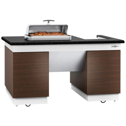 GGM Gastro Mobile Buffet Service & Prep Station DUBLIN – 1600 × 1000 mm – Black Granite Worktop