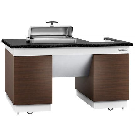 GGM Gastro Mobile Buffet Service & Prep Station DUBLIN – 1600 × 1000 mm – Black Granite Worktop