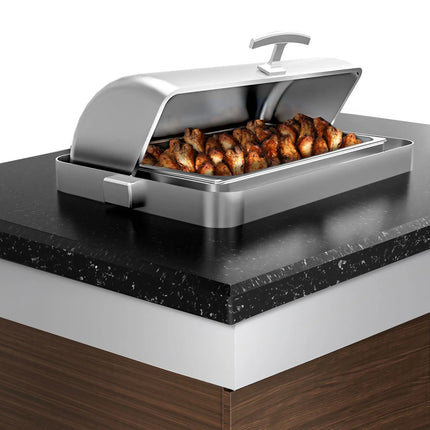 GGM Gastro Mobile Buffet Service & Prep Station DUBLIN – 1600 × 1000 mm – Black Granite Worktop