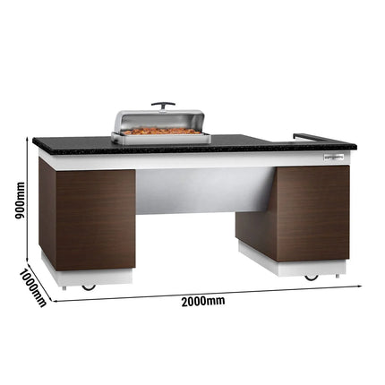 GGM Gastro Mobile Buffet Service & Prep Station DUBLIN - 2000mm - Black Granite Worktop