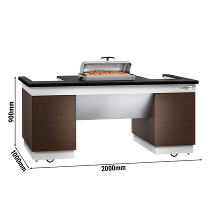 GGM Gastro Mobile Buffet Service & Prep Station DUBLIN- 2000mm - Black Granite Worktop