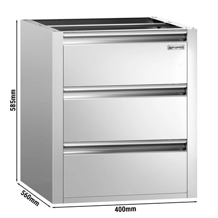 GGM Gastro Module Ngăn Kéo ECO - 400x560mm - 3 Ngăn Kéo Trung Tính (EN) - Module Gầm Bàn 400x560mm - Cho ATK Sâu 600mm