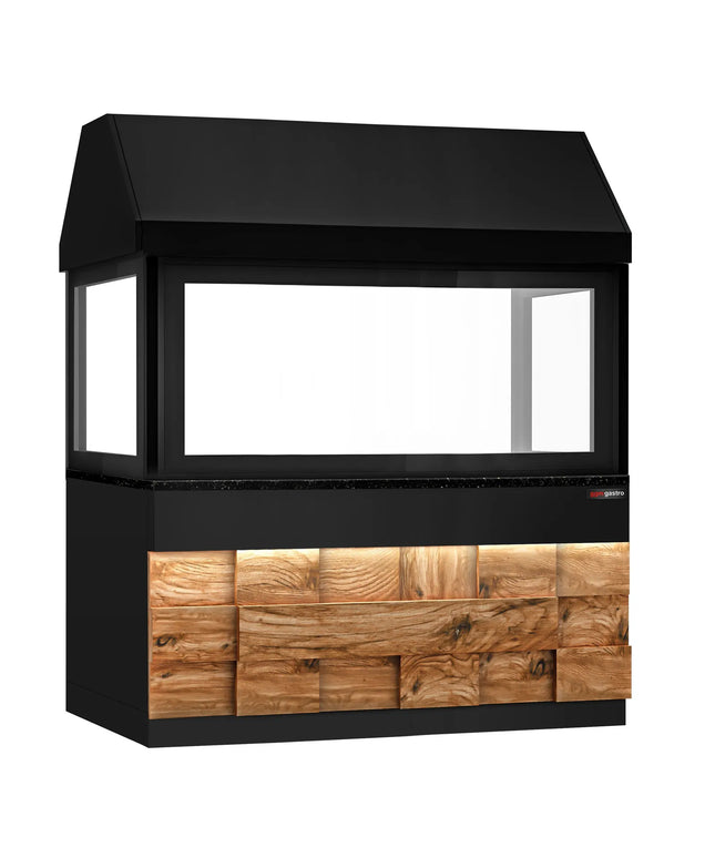 GGM Gastro Module Trung Tính Cho Bếp Nướng Than & Gas - 1910x880x2100mm - Mặt Đá Granite Đen - Có Đèn LED