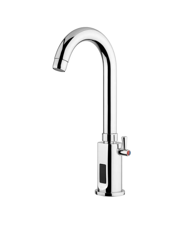 GGM Gastro Monobloc mixer tap PREMIUM - swan-neck spout - with infrared sensor, touch-free operation, integrated temperature control & swivel spout - spout 130mm