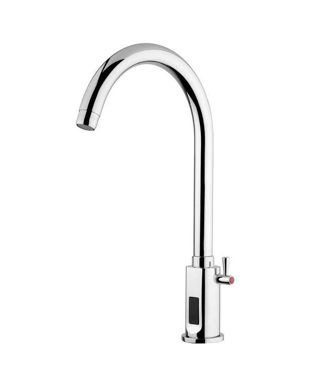 GGM Gastro Monobloc mixer tap PREMIUM - swan-neck spout - with infrared sensor, swivel spout & battery-powered - height 370mm