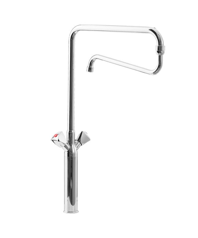 GGM Gastro Monobloc mixer tap - with double-jointed swivel spout, anti-drip device & quick-fix mounting - height 275mm