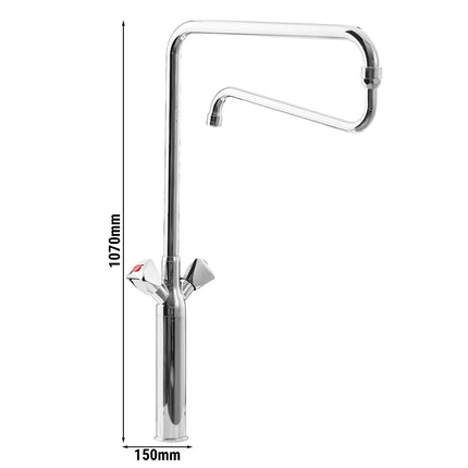 GGM Gastro Monobloc mixer tap - with double-jointed swivel spout, anti-drip device & quick-fix mounting - height 275mm