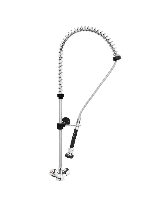 GGM Gastro Monobloc pre-rinse spray - for sink tables - with mixer tap, swivel spray head & flexible hose - overall 240x800x750mm