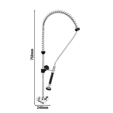 GGM Gastro Monobloc pre-rinse spray - for sink tables - with mixer tap, swivel spray head & flexible hose - overall 240x800x750mm