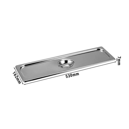 GGM Gastro Nắp GN Thép Không Gỉ GN 2/4 - Có Khe Vá - 530x162x28mm - Cao 28mm