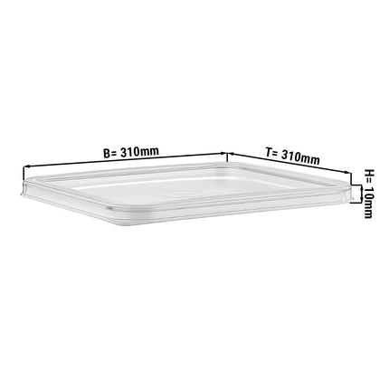 GGM Gastro Nắp Hộp Đựng Thực Phẩm - Polycarbonate - 290x290x14mm - Trong Suốt - Tương Thích SBGP11, SBGP17 & SBGP20