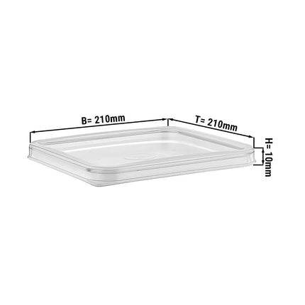 GGM Gastro Nắp Khay Đựng Thực Phẩm GN - Polycarbonate (Trong Suốt) - 185x186x13mm - Đến 3.8L - Tương Thích SBGP1 & SBGP3