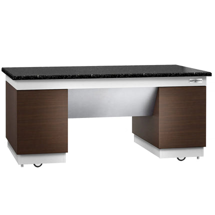 GGM Gastro Neutral Buffet Counter DUBLIN - 2000mm - Granite Worktop - on Castors - Brown