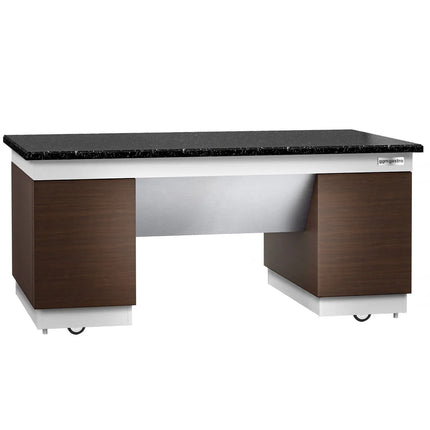 GGM Gastro Neutral Buffet Counter DUBLIN - 2000mm - Granite Worktop - on Castors - 4 Doors - Brown