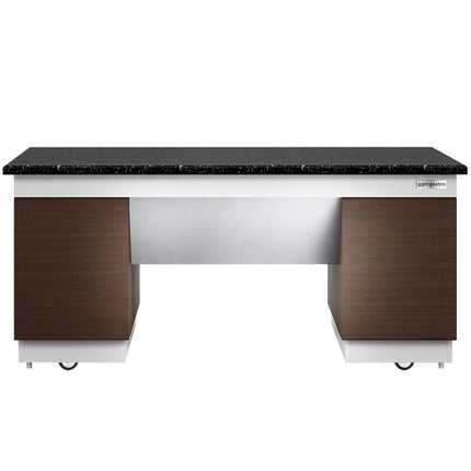 GGM Gastro Neutral Buffet Counter DUBLIN - 2000mm - Granite Worktop - on Castors - Brown