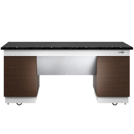 GGM Gastro Neutral Buffet Counter DUBLIN - 2000mm - Granite Worktop - on Castors - 4 Doors - Brown