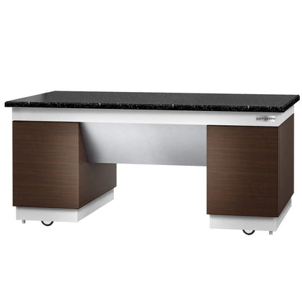 GGM Gastro Neutral Buffet Counter DUBLIN - 2000mm - Granite Worktop - on Castors - Brown