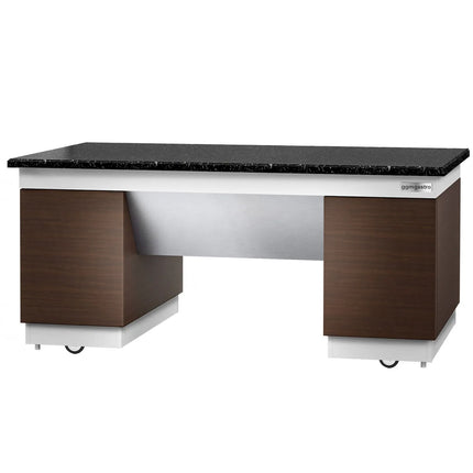 GGM Gastro Neutral Buffet Counter DUBLIN - 2000mm - Granite Worktop - on Castors - 4 Doors - Brown