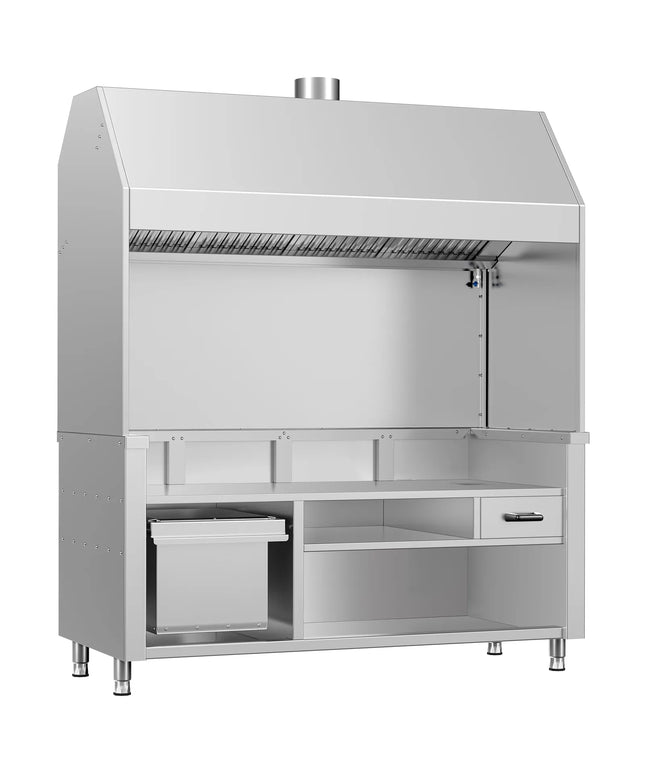 GGM Gastro Neutral Element for Charcoal & Gas Grill - 1760x790x2100mm - Stainless Steel AISI 304 - with 4 Filters - for KGE1600 & 2x GGE800