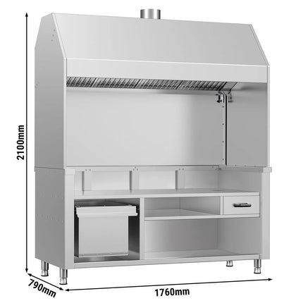 GGM Gastro Neutral Element for Charcoal & Gas Grill - 1760x790x2100mm - Stainless Steel AISI 304 - with 4 Filters - for KGE1600 & 2x GGE800