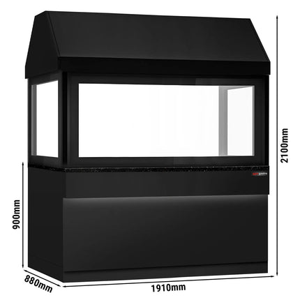 GGM Gastro Neutral Element for Commercial Charcoal & Gas Grill - 1900x900x2160mm - Black front - Black granite worktop - with Lighting