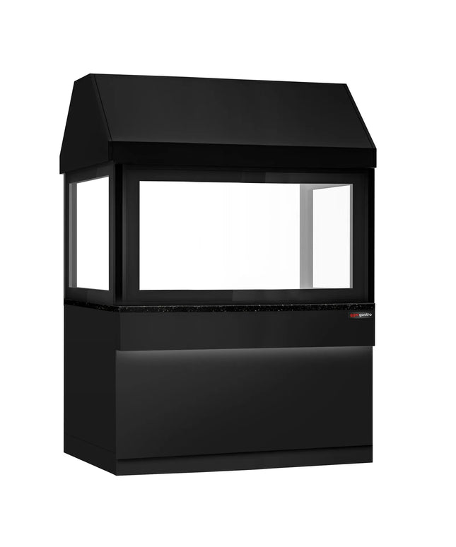 GGM Gastro Neutral Element for Commercial Charcoal & Gas Grill - TORONTO - 1500x900x2160mm - Black front - Granite worktop - with LED lighting, Heat shield glass