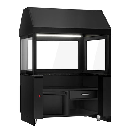 GGM Gastro Neutral Element for Commercial Charcoal & Gas Grill - TORONTO - 1500x900x2160mm - Black front - Granite worktop - with LED lighting, Heat shield glass