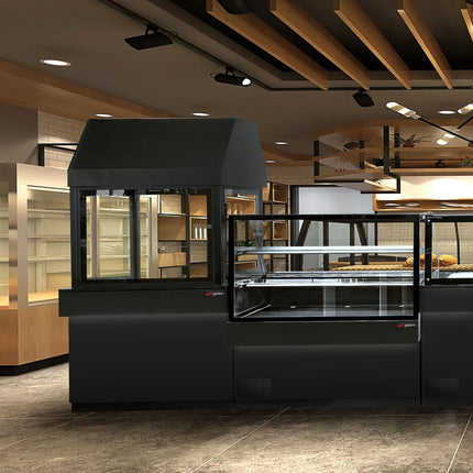GGM Gastro Neutral Element for Commercial Charcoal & Gas Grill - TORONTO - 1500x900x2160mm - Black front - Granite worktop - with LED lighting, Heat shield glass