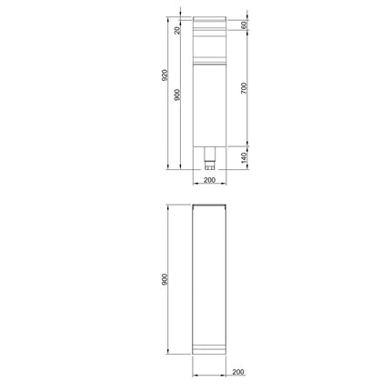 GGM Gastro Neutral Element Stand Unit Paolo 900 - 200x900x920mm - Stainless Steel AISI 304 - Series Paolo 900 - with closed substructure