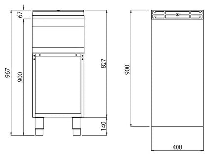 GGM Gastro Neutral Element - with Drawer Lorenzo 900 - 400x900x967mm - Stainless Steel AISI 304