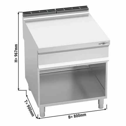 GGM Gastro Neutral Element - with Drawer - with Upstand - Open Substructure Lorenzo 900 - 800x900x967mm - Stainless Steel AISI 304 - Series Lorenzo 900