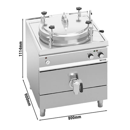 GGM Gastro Nồi Nấu Áp Suất Điện - 150L - 18kW - Gia Nhiệt Gián Tiếp - Kèm Đấu Nối Nước