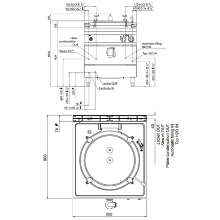 GGM Gastro Nồi Nấu Áp Suất Điện - 150L - 18kW - Gia Nhiệt Gián Tiếp - Kèm Đấu Nối Nước