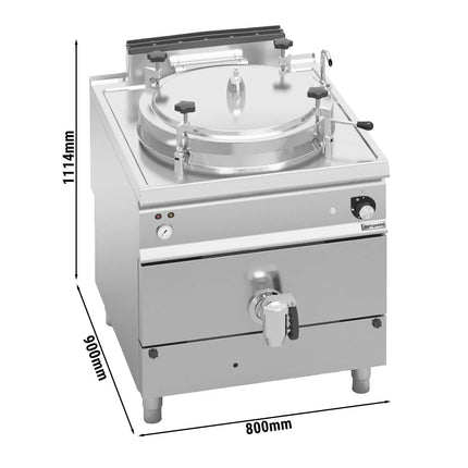 GGM Gastro Nồi Nấu Áp Suất Gas - 150L - 20.9kW - Gia Nhiệt Gián Tiếp - Kèm Đấu Nối Nước
