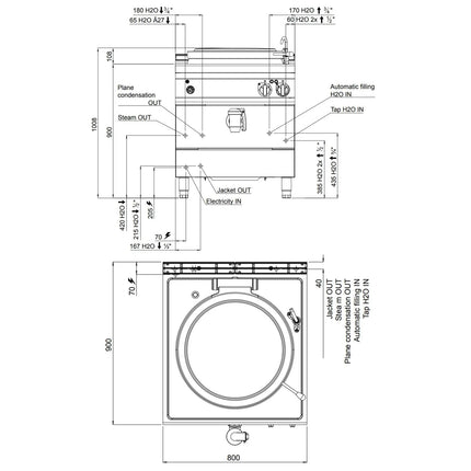 GGM Gastro Nồi Nấu Điện - 100L - 16kW - Gia Nhiệt Gián Tiếp - Kèm Đấu Nối Nước