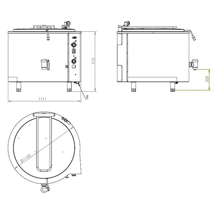 GGM Gastro Nồi Nấu Điện - 300L - 27kW - Gia Nhiệt Gián Tiếp - Kèm Đấu Nối Nước