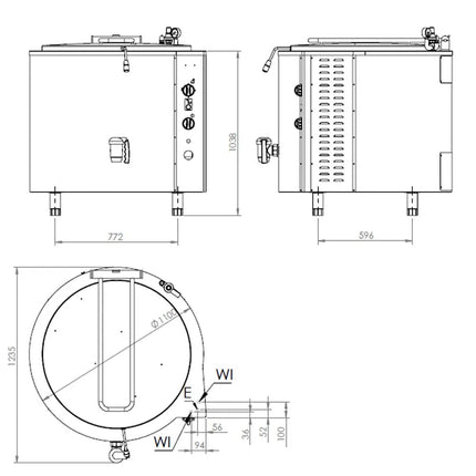 GGM Gastro Nồi Nấu Điện - 400L - 36kW - Gia Nhiệt Gián Tiếp - Kèm Đấu Nối Nước