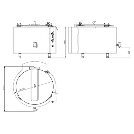 GGM Gastro Nồi Nấu Điện - 500L - 45kW - Gia Nhiệt Gián Tiếp - Kèm Đấu Nối Nước