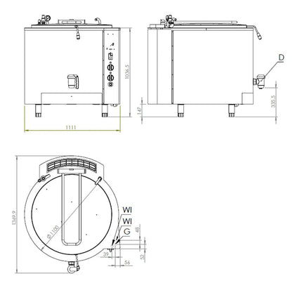 GGM Gastro Nồi Nấu Gas - 400L - 45kW - Gia Nhiệt Gián Tiếp - Kèm Đấu Nối Nước