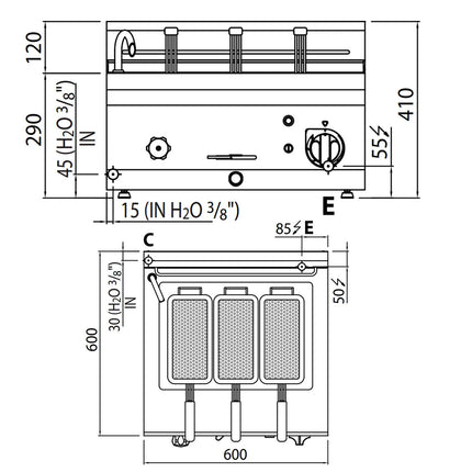 GGM Gastro Nồi Nấu Mì Điện - 1 Bồn - Để Bàn - 25L - 8.25kW - Có Van Xả