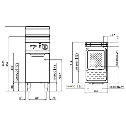 GGM Gastro Nồi Nấu Mì Điện - 1 Bồn - Đứng Độc Lập - 30L - 8kW - Có Van Xả